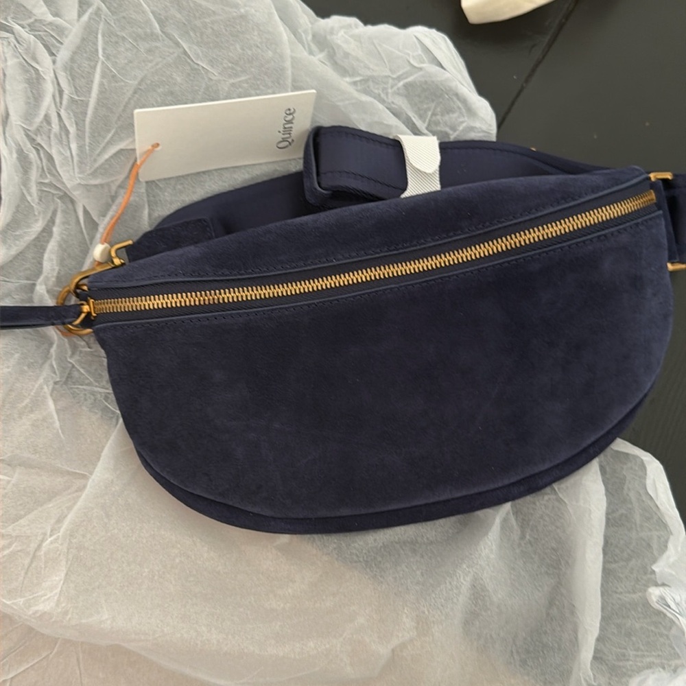 Navy blue suede Italian  Leather Sling Bag